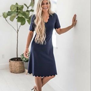 Navy blue scalloped dress